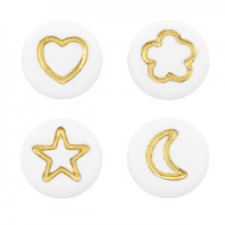 Acrylic beads Icon mix White-gold